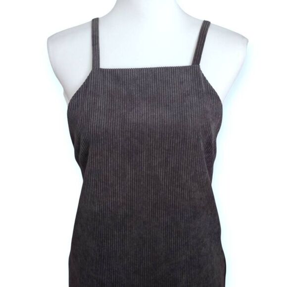VERY J GRAY CORDEROY OVERALL DRESS SZ.L GUC. - Picture 2 of 9